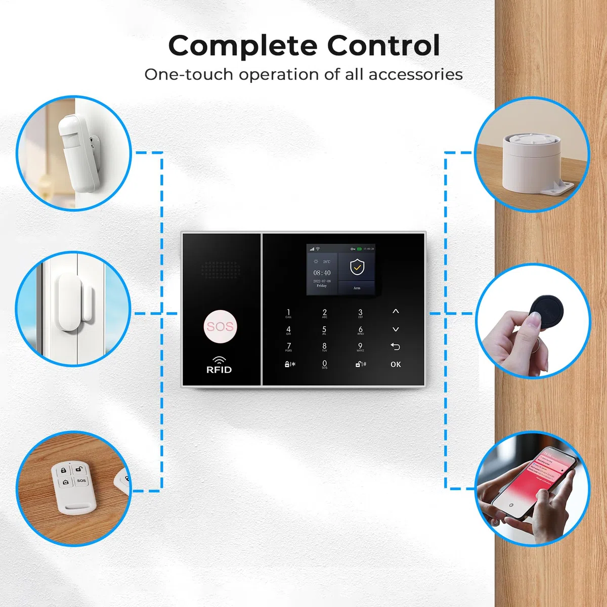 Sistema de Alarma de Seguridad para el hogar Inteligente, Alarma WiFi 4g,con cámara de Alta definición 2mp, Sensor de Movimiento pir,Control Remoto,Sensor de Puertas y Ventanas,Juego de 22 Piezas