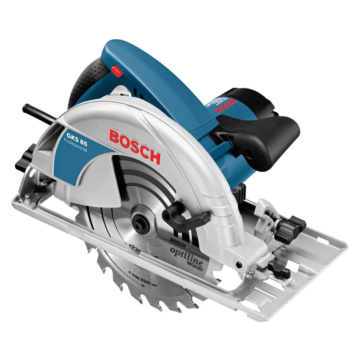 Bosch Professional sierra circular GKS 85 (incl. 1 disco de sierra para madera, adaptador de aspiración, llave hexagonal SW 5, tope paralelo)