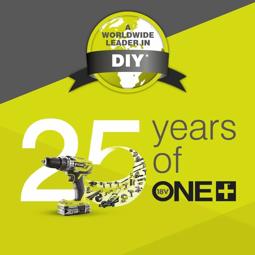 RYOBI - Cargador rápido de 18 V, 2,0 A, batería de Litio + 4,0 Ah + batería 2,0 Ah One+ - RC18120A-242X - Indicador 4 LED, Celdas antichoque, protección sobrecalentamiento, 100% Compatible con