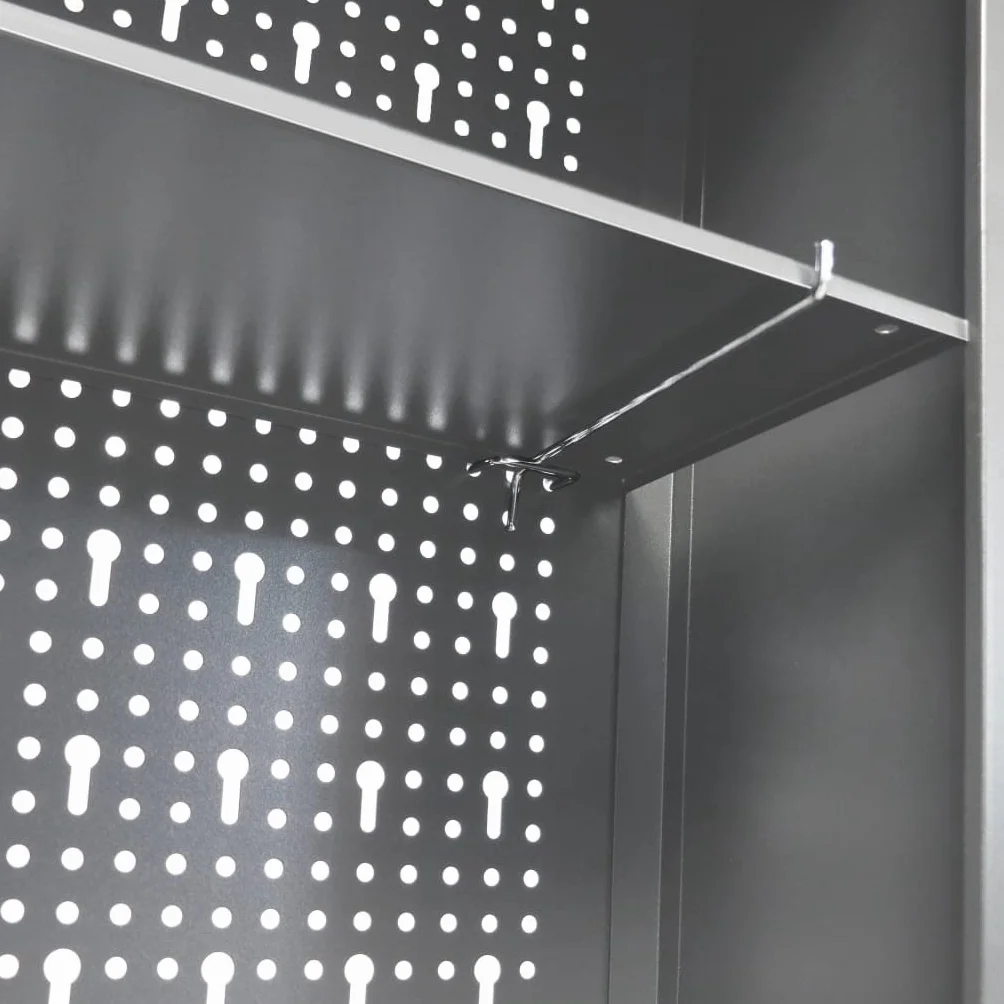 vidaXL Armario Herramientas Pared Industrial Metal Organización Almacenamiento Accesorios Mobiliario Estilo Atractivo Industrial Funcional Gris/Negro
