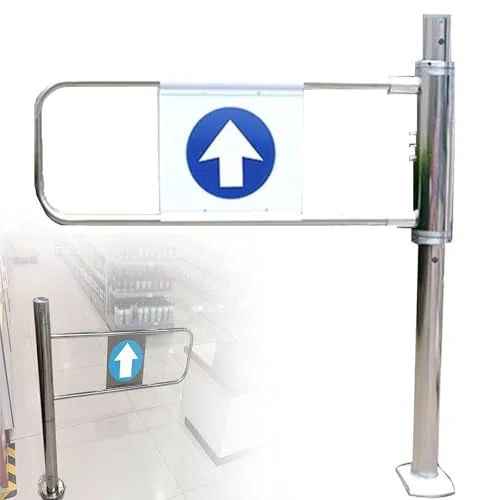 Puerta de Seguridad de Cierre automático para supermercados y almacenes. Puerta metálica unidireccional para Acceso peatonal. Diseño de 90° de un Solo Sentido. Ideal para