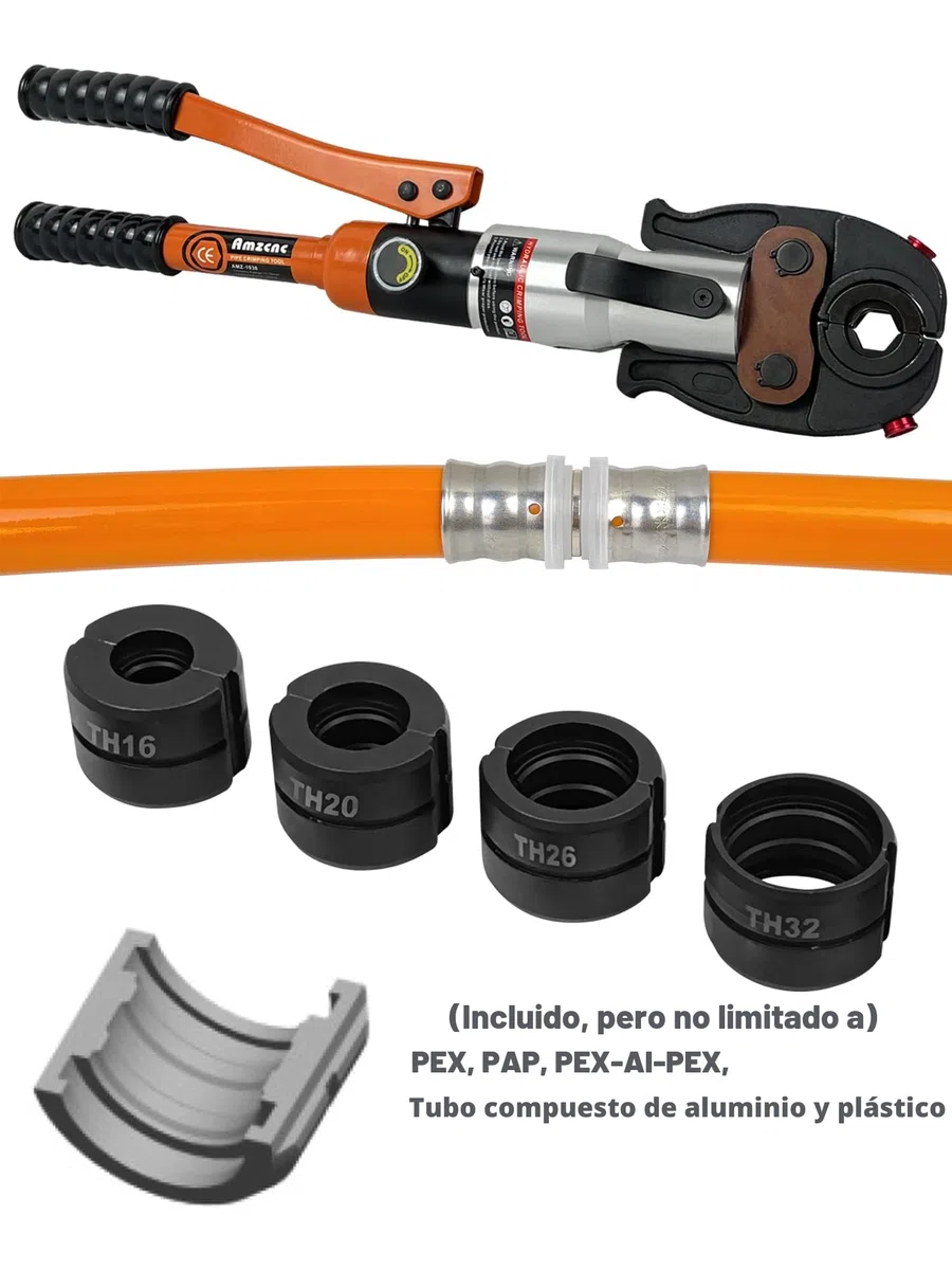 AMZCNC Pinza profesional TH-Contorno y U-Contorno, para tubo de aluminio-plástico y tubo compuesto, con insertos de mordaza TH16 TH20 TH26 TH32 y U16 U20 U25 U32 incl