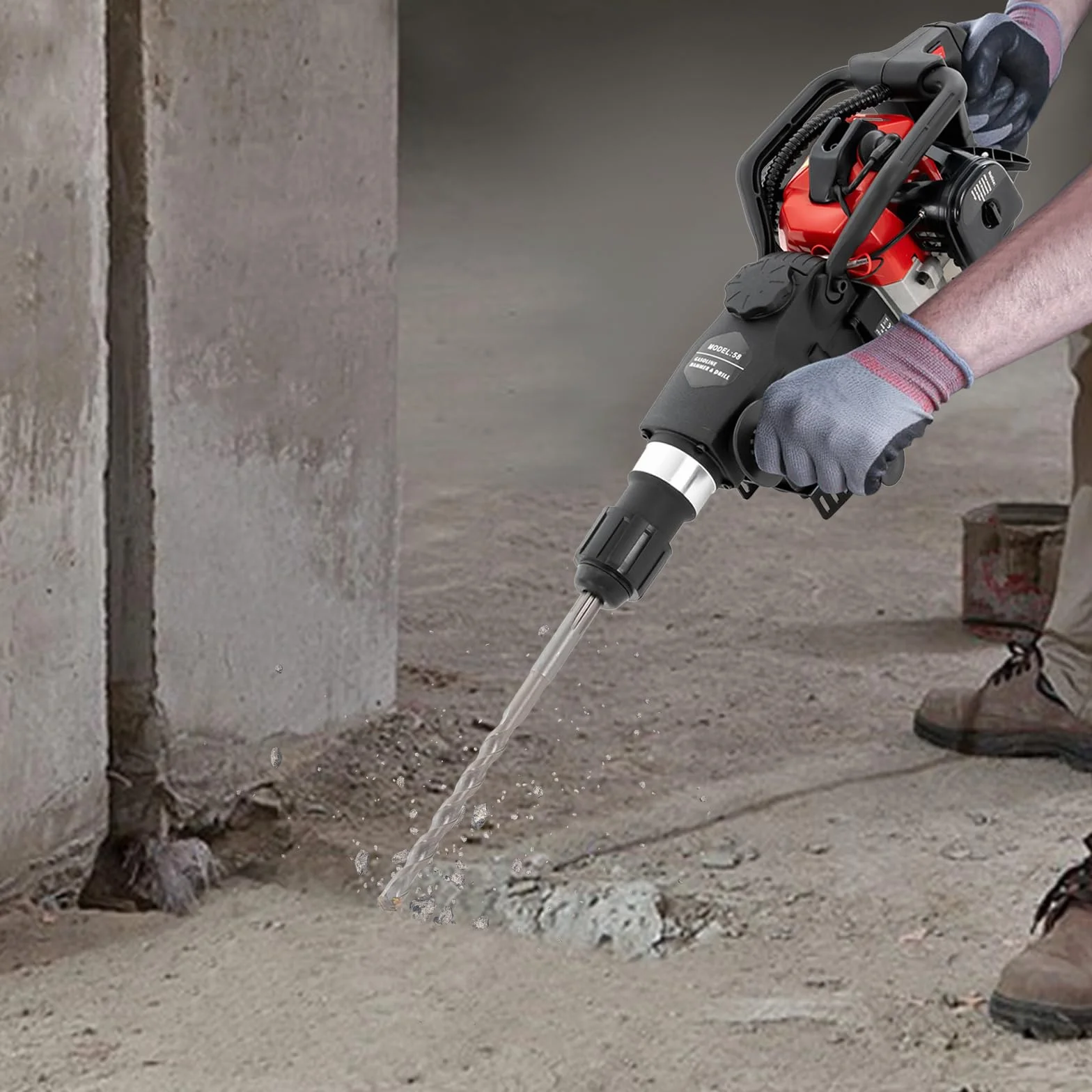 Martillo de demolición de gasolina, trituradora de hormigón, se puede utilizar para romper rocas, perforación de pared, demolición de hormigón, demolición, cimientos de casas, demolición de ladrillos