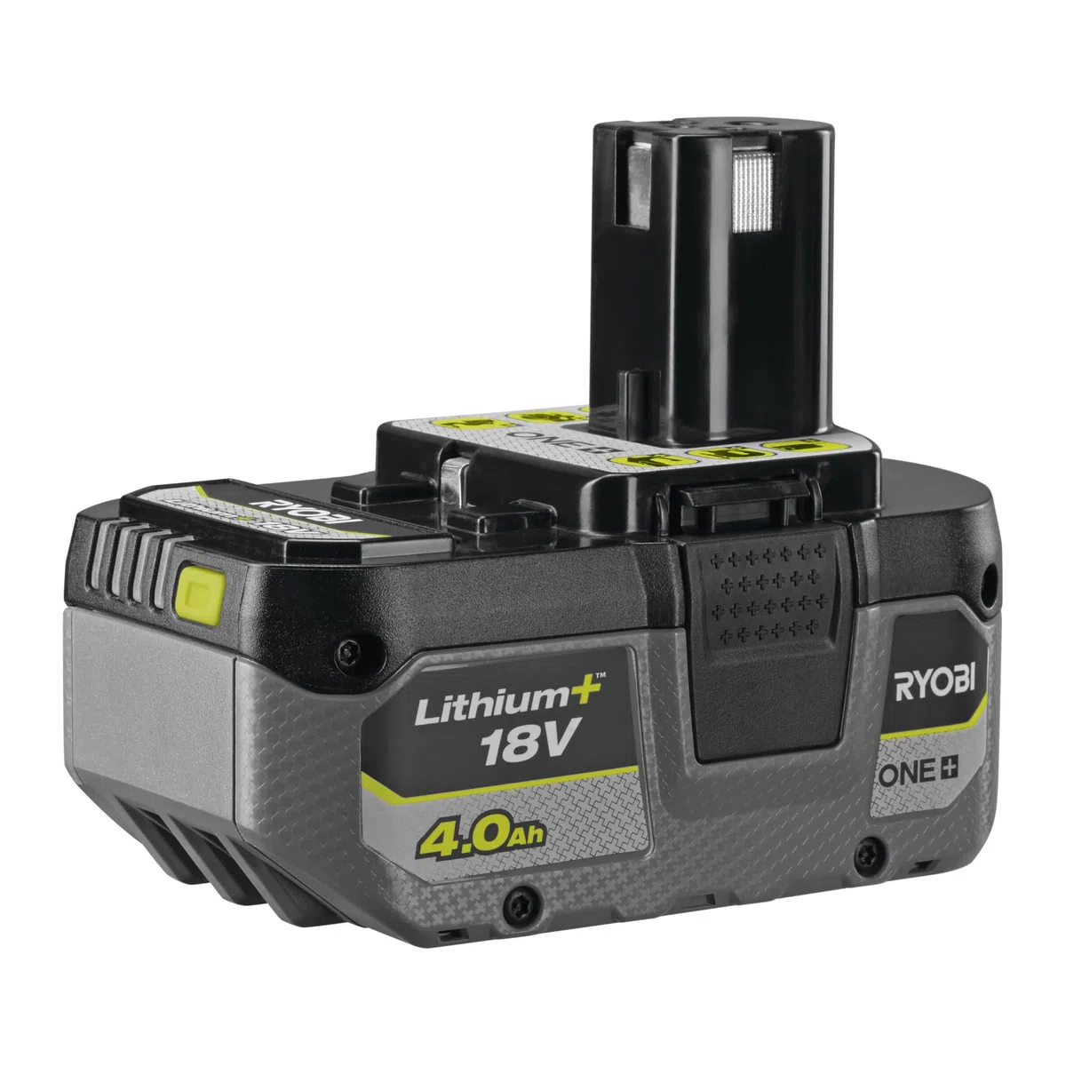 RYOBI - Cargador rápido de 18 V, 2,0 A, batería de Litio + 4,0 Ah + batería 2,0 Ah One+ - RC18120A-242X - Indicador 4 LED, Celdas antichoque, protección sobrecalentamiento, 100% Compatible con