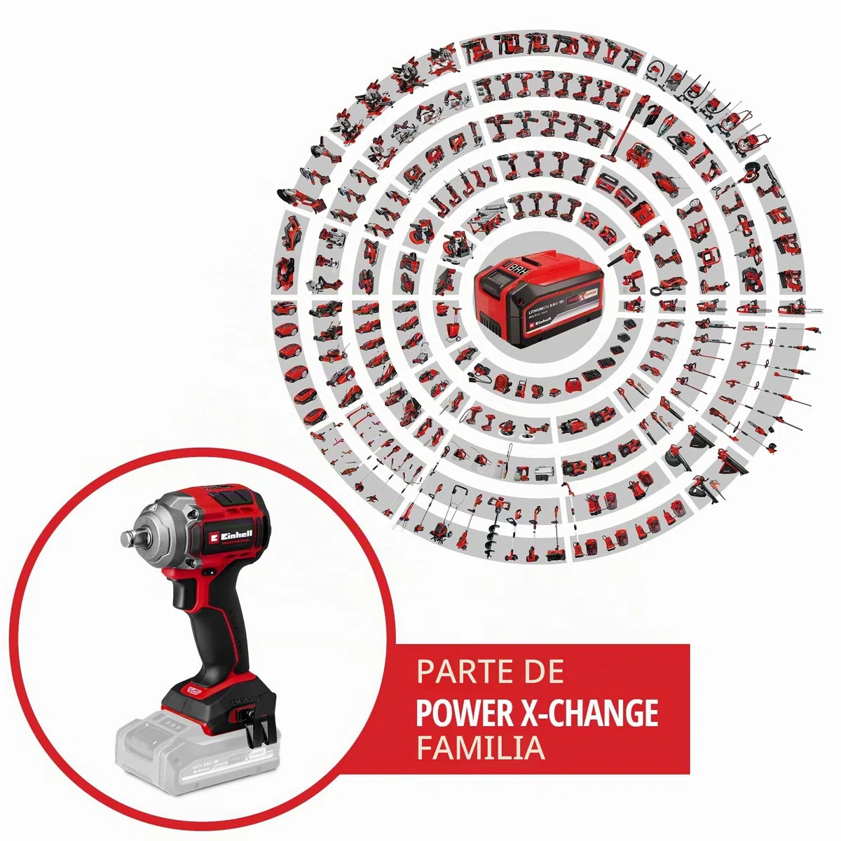 Einhell Professional atornillador de impacto con batería TP-CW 18/350-C Li BL-Solo PXC (18V, par 350Nm, modo de parada automática, brushless, recepción cuadrada exterior, sin batería)