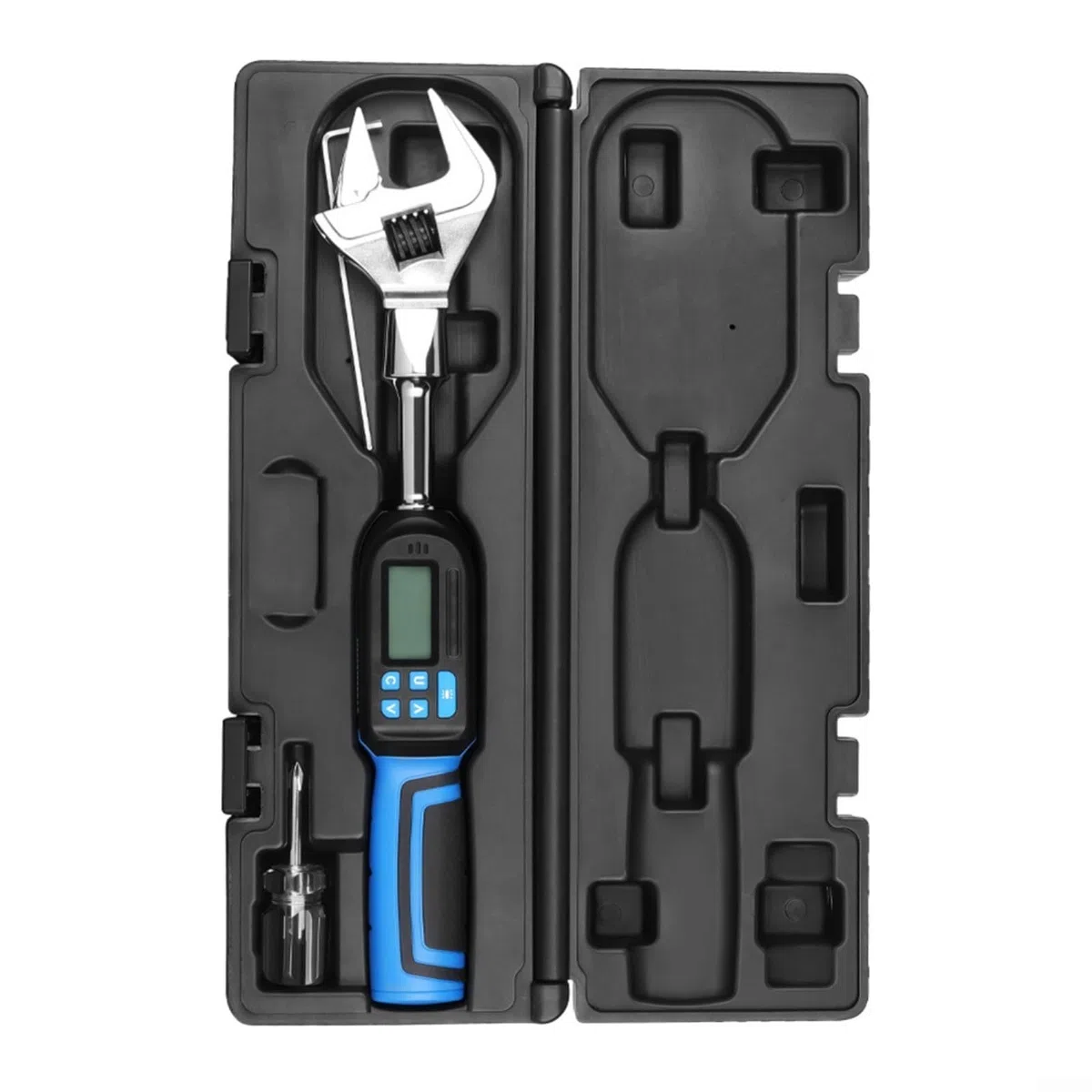 Llave dinamométrica digital de 6,8-135 Nm con cabeza de trinquete, ajustable, de acero cromo-vanadio, señal LED y acústica, memoria para 50 valores, precisión de ±2%, para automóvil e industria