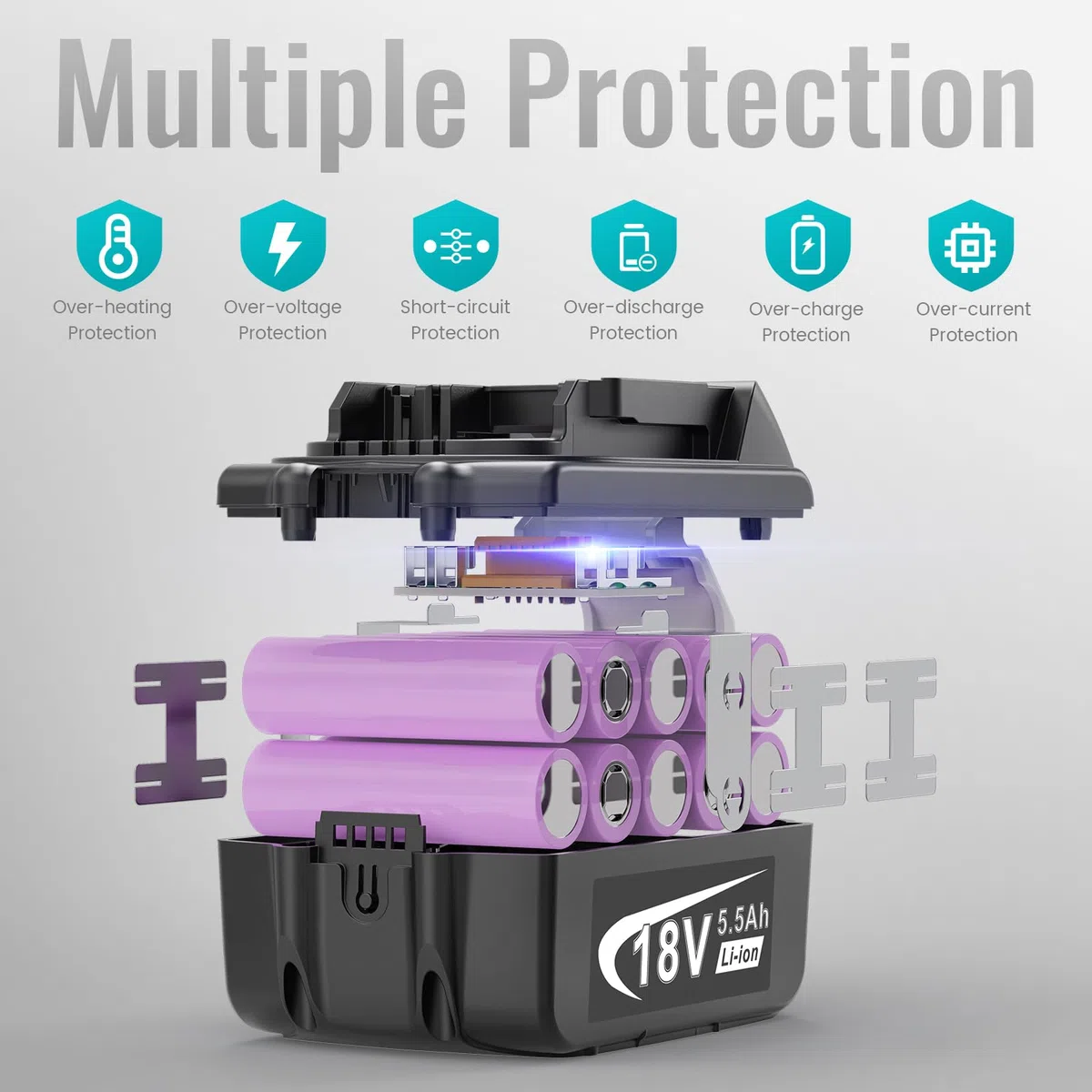 6 unidades de 5,5 Ah batería para Makita LXT, ASUNCELL 18 V DC18RC batería de repuesto para Makita compatible con Allen Makita 14,4 V-18 V baterías de iones de litio BL1815 BL1830 BL1850 BL1430