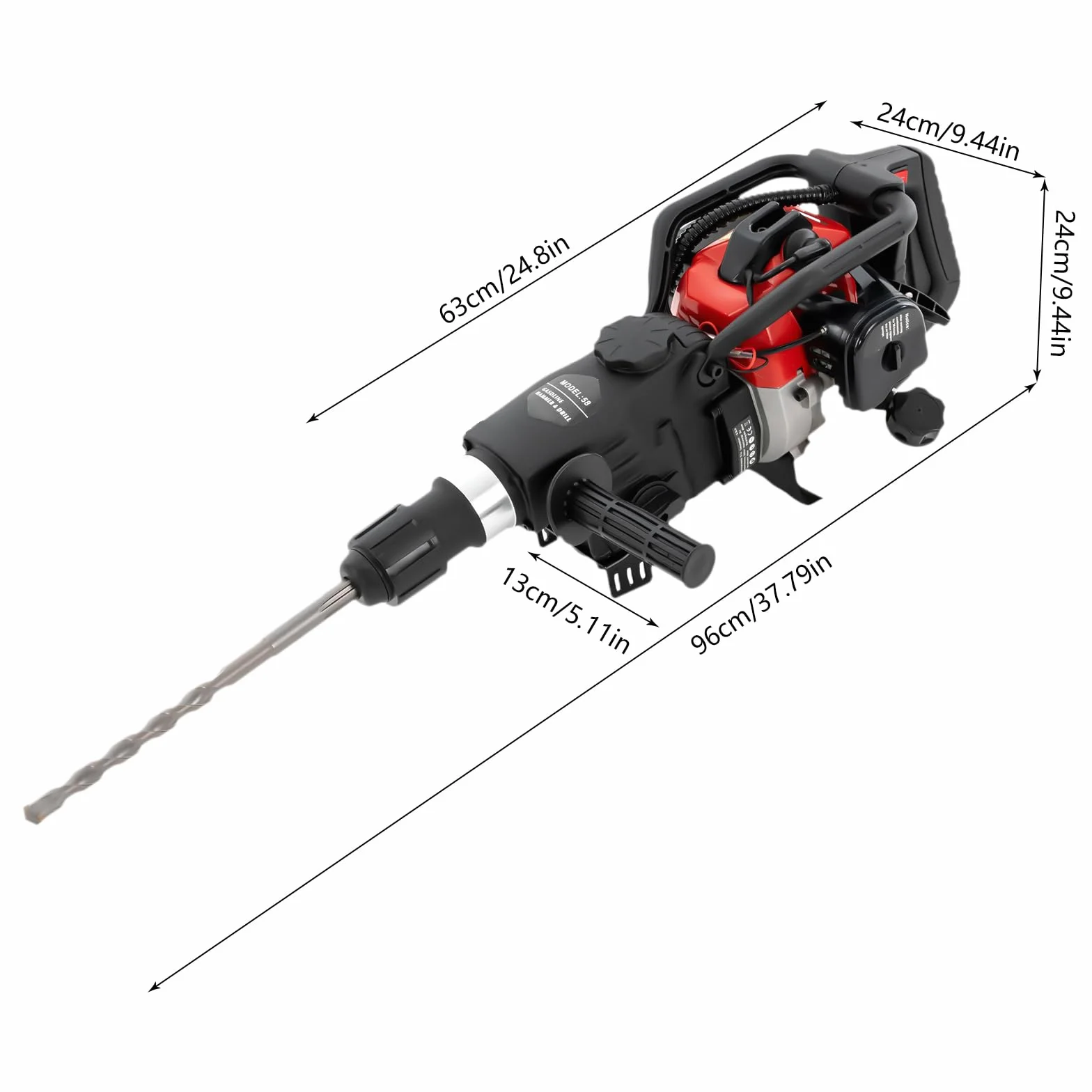 Martillo de demolición de gasolina, trituradora de hormigón, se puede utilizar para romper rocas, perforación de pared, demolición de hormigón, demolición, cimientos de casas, demolición de ladrillos