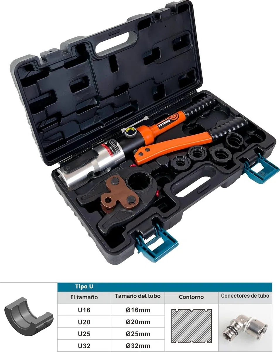 AMZCNC Pinza profesional TH-Contorno y U-Contorno, para tubo de aluminio-plástico y tubo compuesto, con insertos de mordaza TH16 TH20 TH26 TH32 y U16 U20 U25 U32 incl