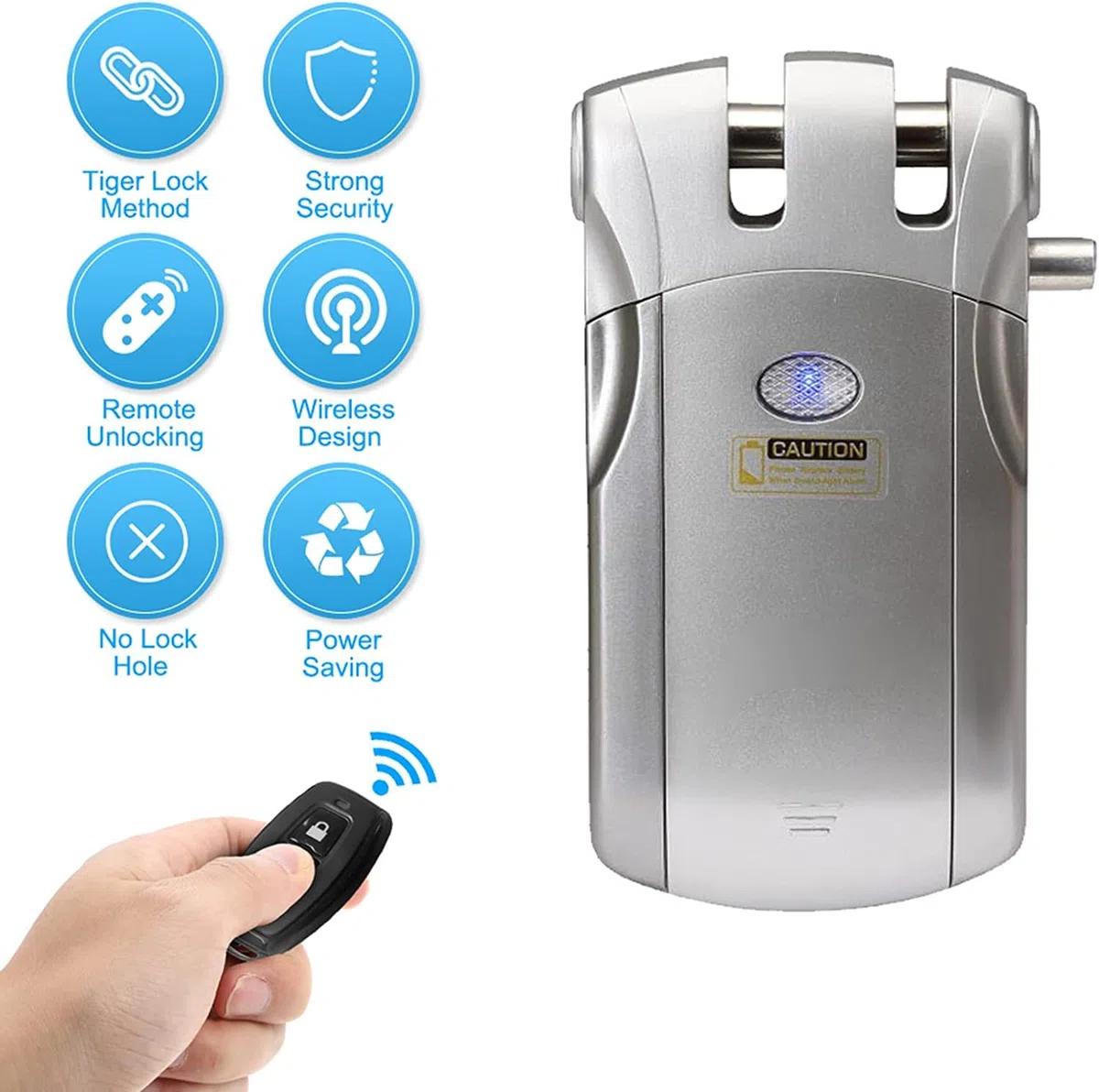 Wafu Droquimur | Cerradura invisible inteligente de seguridad WIFI con APP y mandos | Para todas las puertas | Antirrobos y Anti Okupas controlable desde el telefono | iOS y Android
