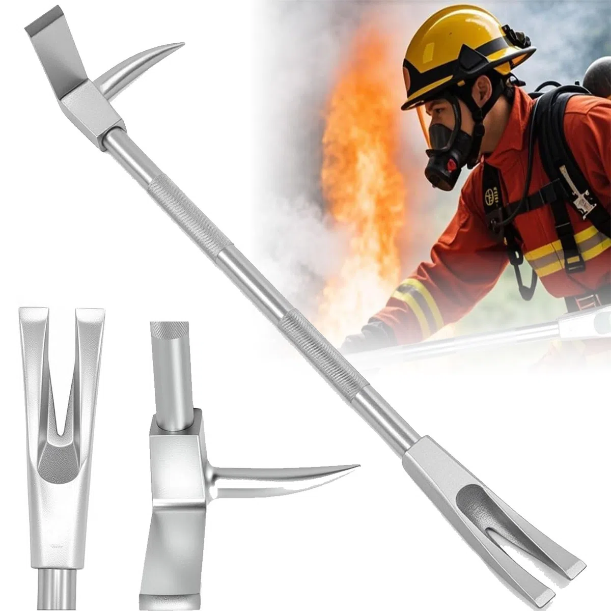 Herramienta de barra de palanca de bombero, herramienta multifuncional de rescate de entrada forzada de 30 pulgadas con mango antideslizante para demolición de emergencia y reparación de automóviles