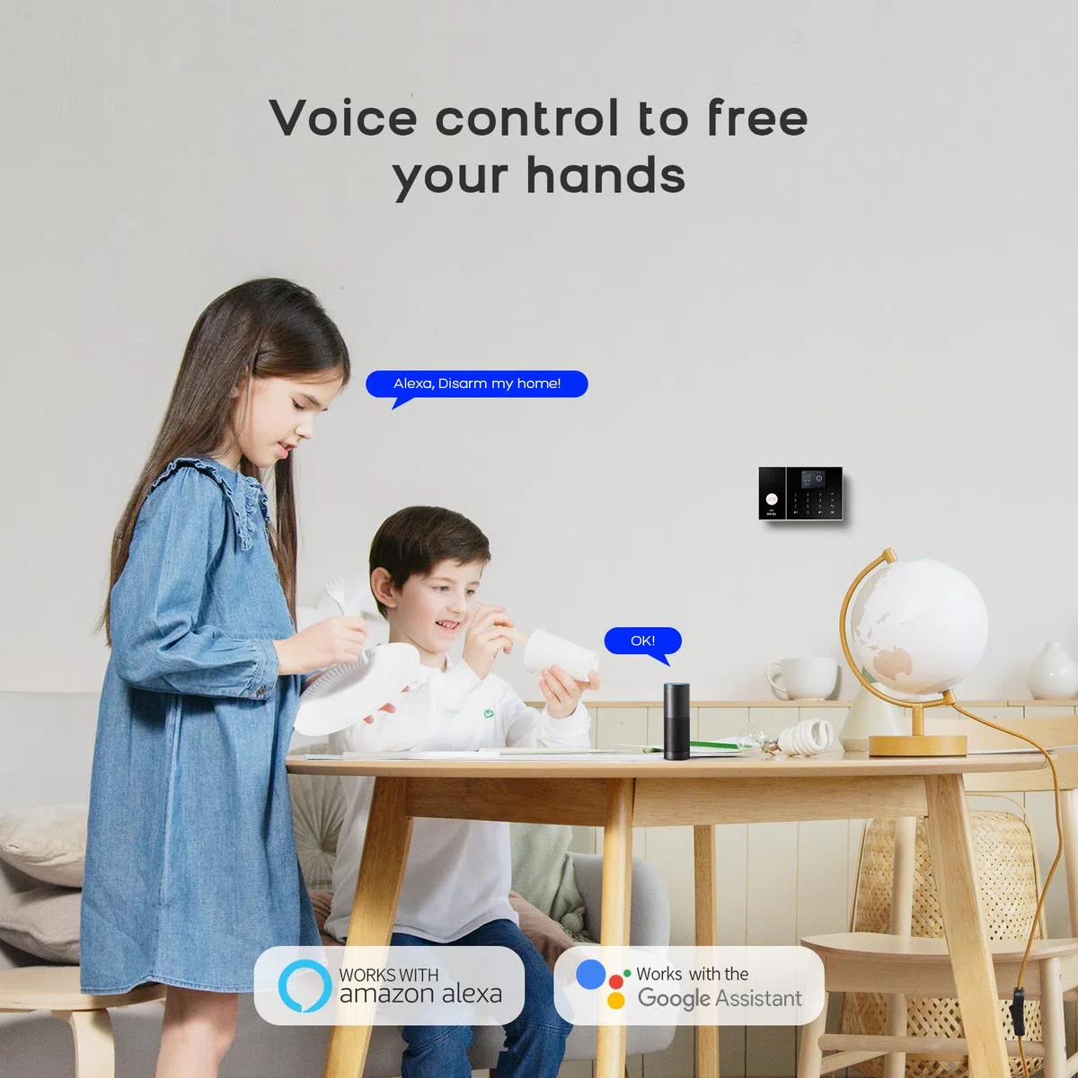 Sistema de Alarma de Seguridad para el hogar Inteligente, Alarma WiFi 4g,con cámara de Alta definición 2mp, Sensor de Movimiento pir,Control Remoto,Sensor de Puertas y Ventanas,Juego de 22 Piezas