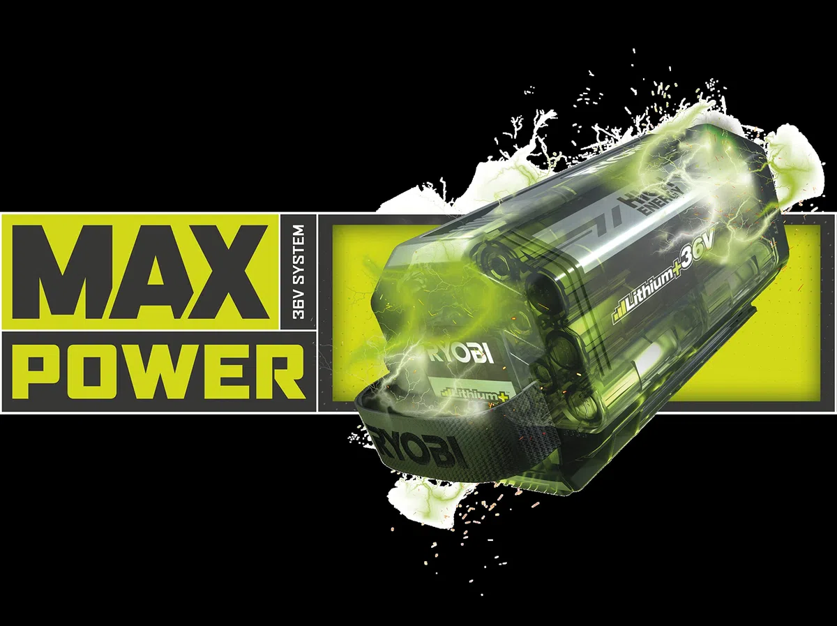 RYOBI - Batería Litio+ 36V Compatible con Todas Las Herramientas de Jardinería 36V MAX Power - 4,0 Ah - Gestión Individual de Carga/Descarga de Celdas y Energía Regulada - BPL3640D2