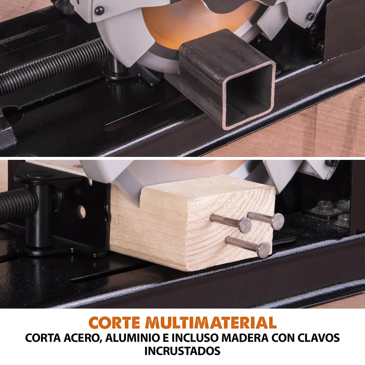 Evolution - Sierra tronzadora multimaterial Rage 4, corta madera, metal y plástico,