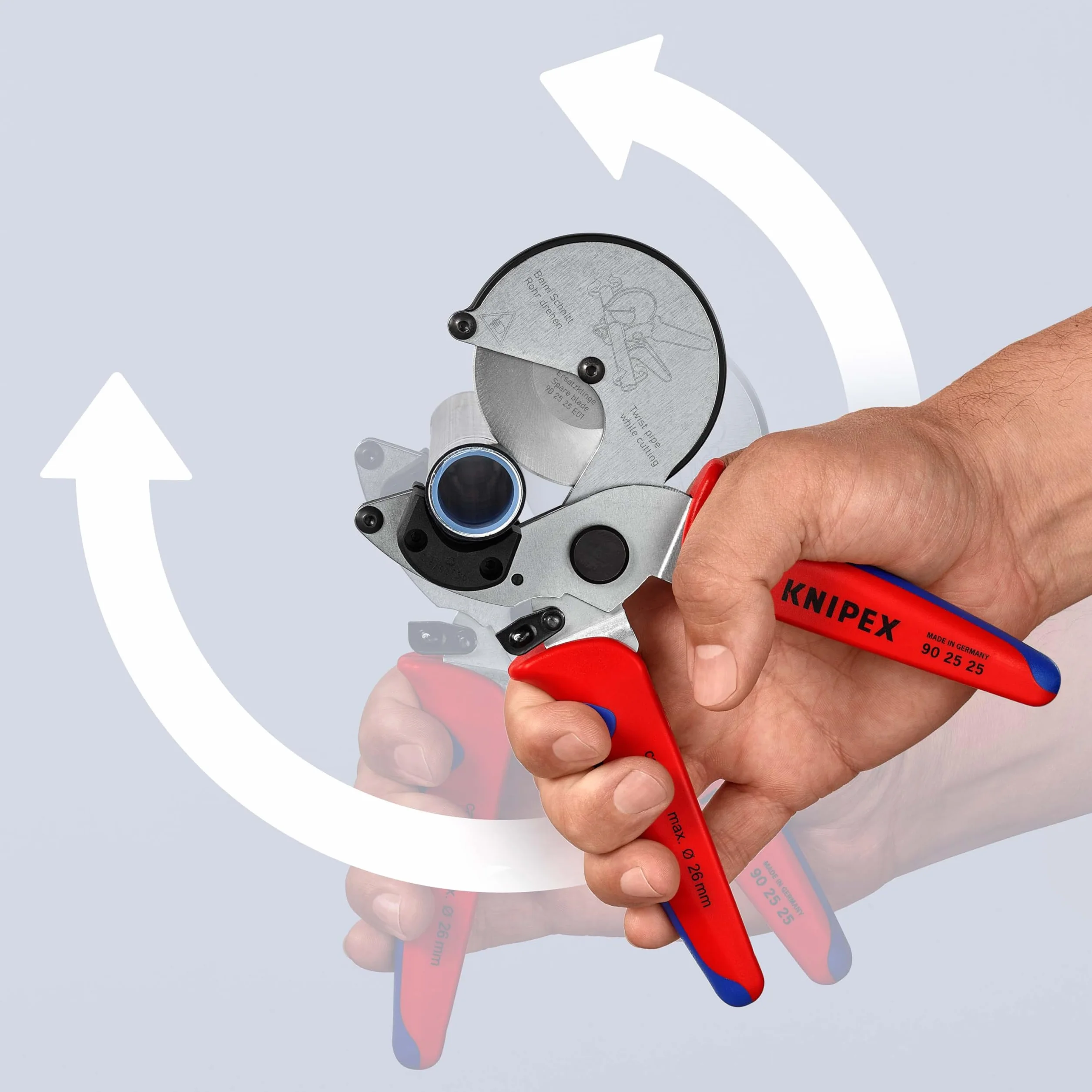 KNIPEX Cortatubos para tubos multicapa y de plástico cromado con mangos multicomponente 210 mm, 90 25 25